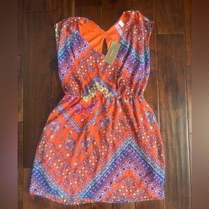 NWT Orange Scarf Print Mini Dress